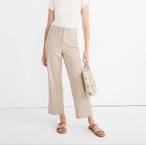 Madewell High Rise Slim Emmett Wide Leg Crop Pant in Gingham Check